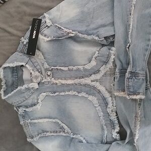 NWT. Y2K Frayed Denim Bolero Jacket.